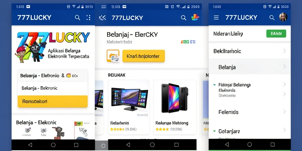 Antarmuka aplikasi 777LUCKY untuk belanja elektronik yang mudah digunakan.