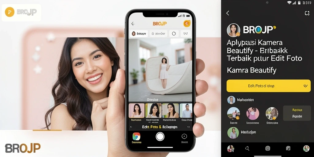 Antarmuka pengguna intuitif aplikasi Kamera Beautify BROJP.
