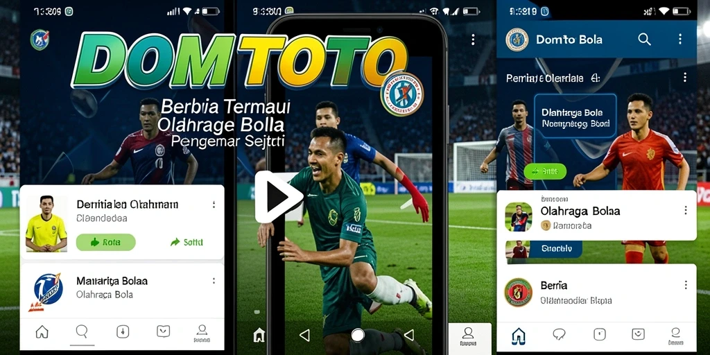 Tampilan utama aplikasi DOMTOTO dengan berita olahraga bola.