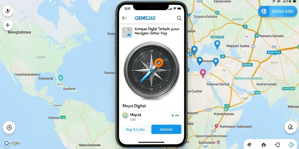 Antarmuka GEMS365 yang user-friendly untuk kompas digital.