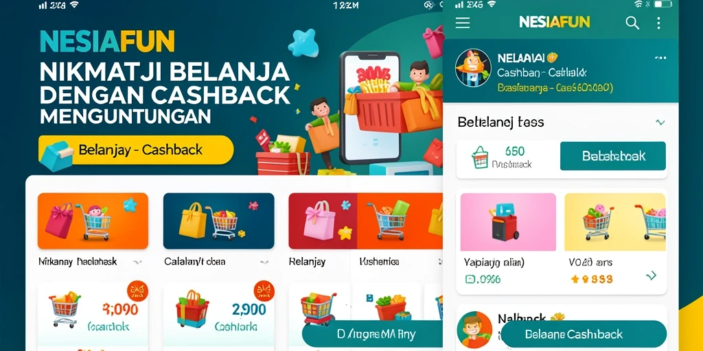 Antarmuka pengguna NESIAFUN dengan fungsi cashback yang jelas dan mudah.