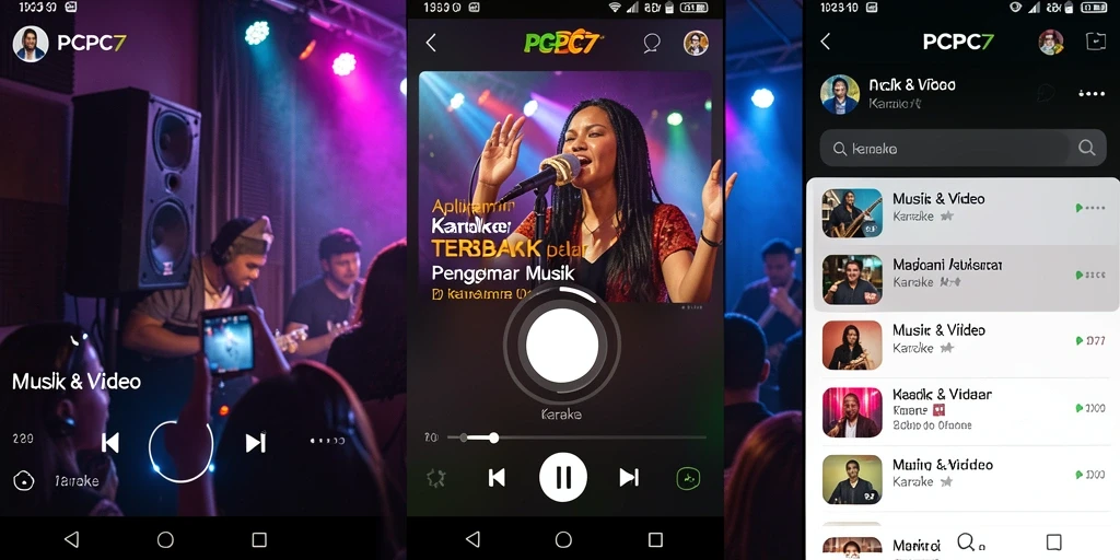 Antarmuka PCPC7 yang menarik untuk pengalaman karaoke yang menyenangkan.