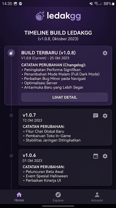 Riwayat Versi Terkini Aplikasi ledakgg untuk Android